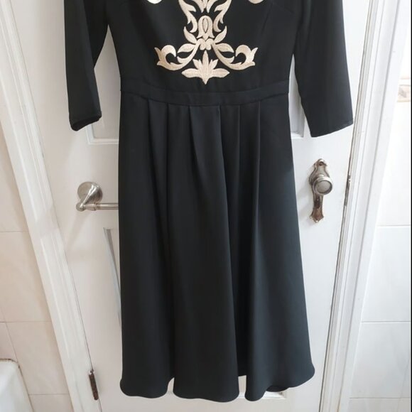 Ted Baker Embroidered Modest Black Midi Dress - Picture 4 of 8